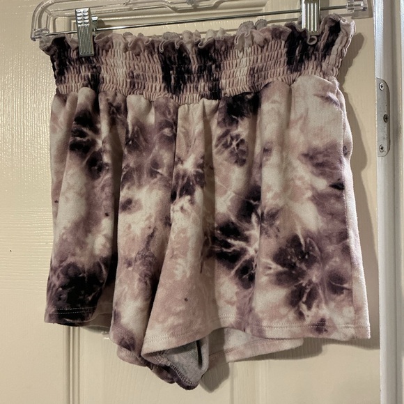 Y2K Cozy Tie Dye Lounge Set Cropped Hoodie & Shorts Soft Girl Womens Medium PJ - Picture 8 of 10
